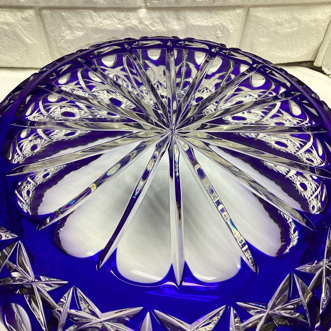 U 未使用　POLONIA　クリスタル　カット　ガラスボウル　切子　25ｃｍ