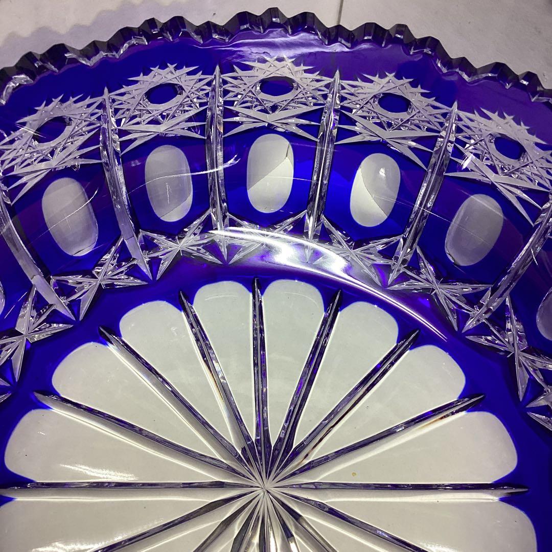 U 未使用　POLONIA　クリスタル　カット　ガラスボウル　切子　25ｃｍ