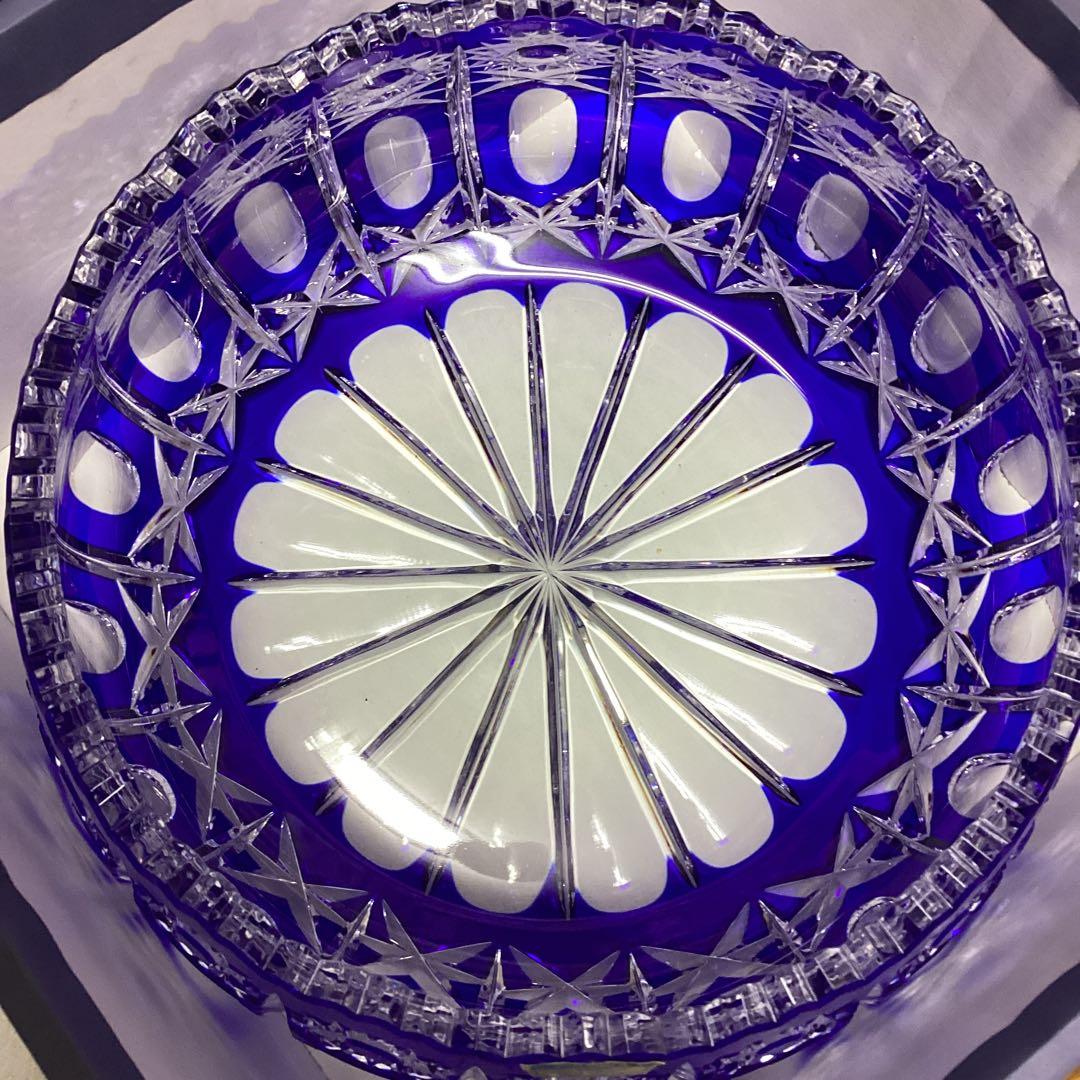 U 未使用　POLONIA　クリスタル　カット　ガラスボウル　切子　25ｃｍ