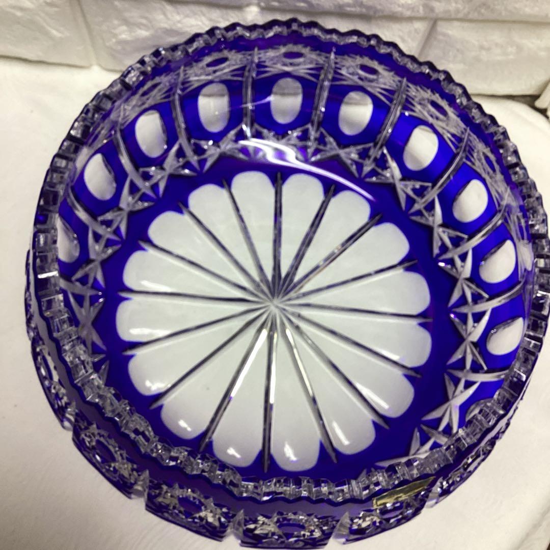 U 未使用　POLONIA　クリスタル　カット　ガラスボウル　切子　25ｃｍ