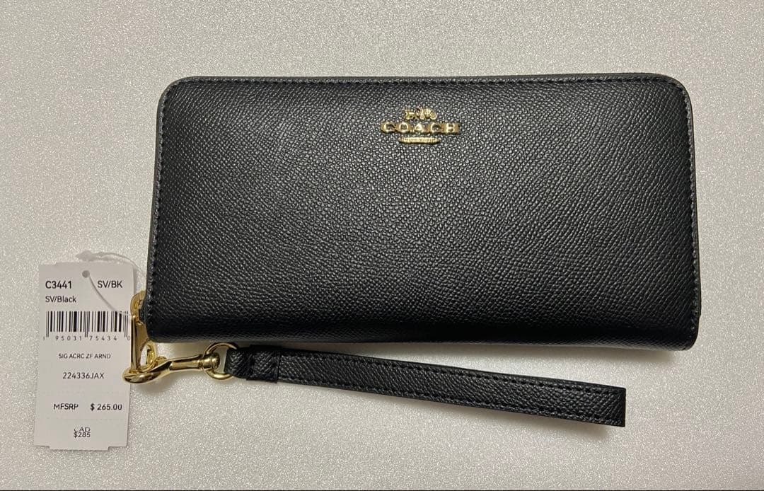 【新品未使用】COACH コーチ 長財布　黒　ラウンドジップ　C3441