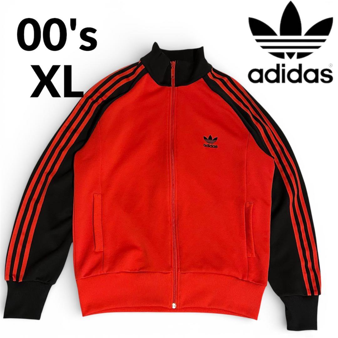 極美品 00's adidas トラックジャケット 赤×黒 国旗タグ