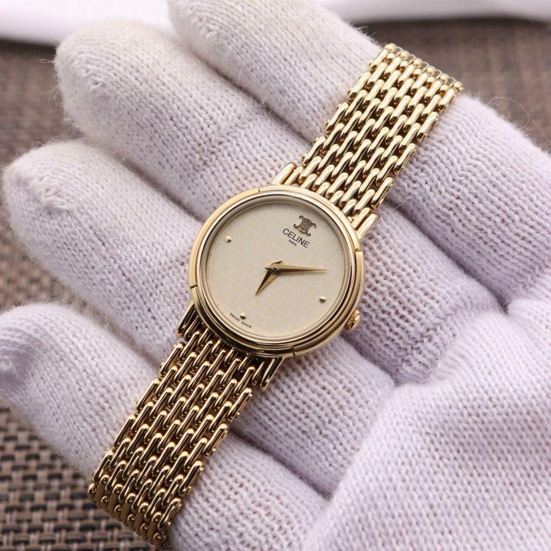 正規品【新品電池】CELINE トリオンフ/動作品 マカダム柄 ヴィンテージ