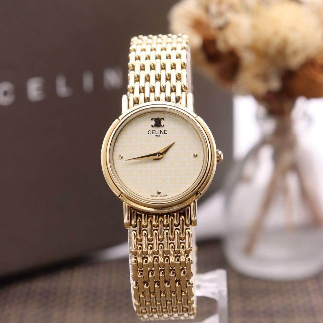 正規品【新品電池】CELINE トリオンフ/動作品 マカダム柄 ヴィンテージ