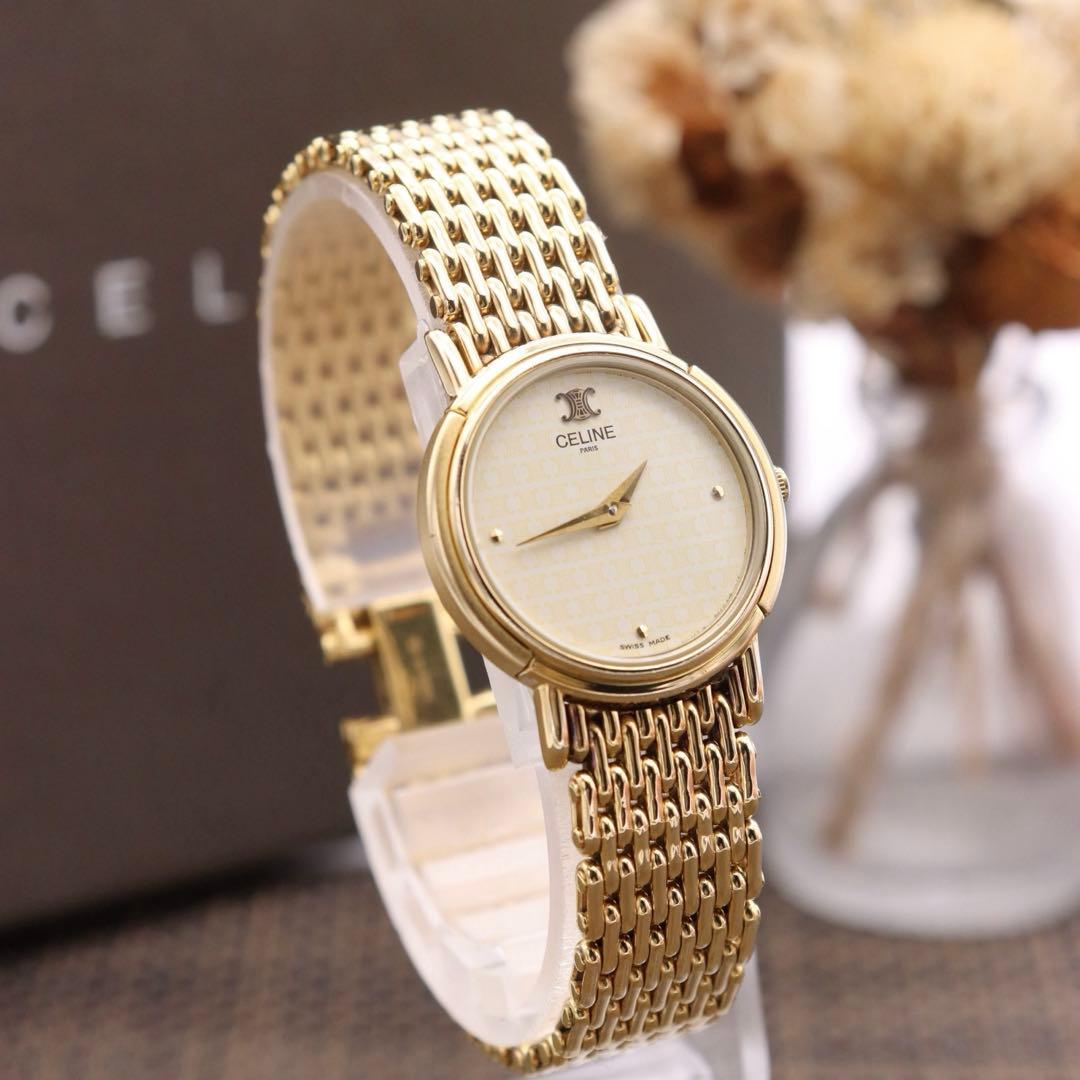 正規品【新品電池】CELINE トリオンフ/動作品 マカダム柄 ヴィンテージ