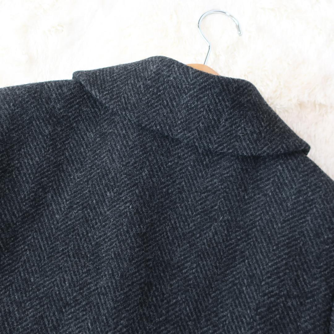 アンタイトル バルキーヘリンボン ショートピーコート ヘリンボーン柄 グレー 2