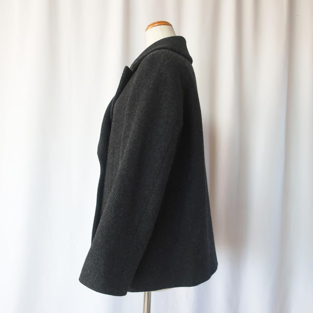 アンタイトル バルキーヘリンボン ショートピーコート ヘリンボーン柄 グレー 2