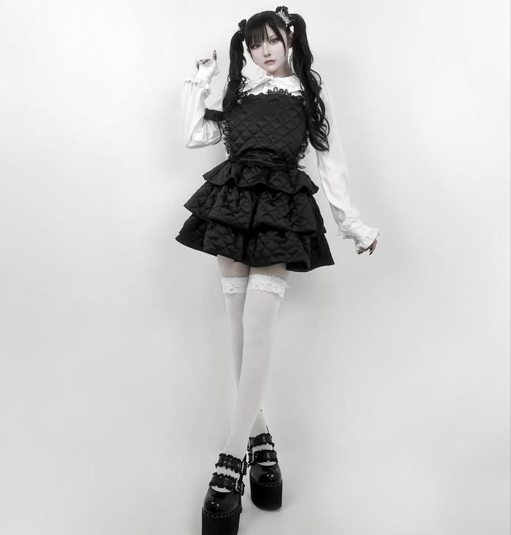 DimMoire【ディムモアール】 キルティングサロペット/Black