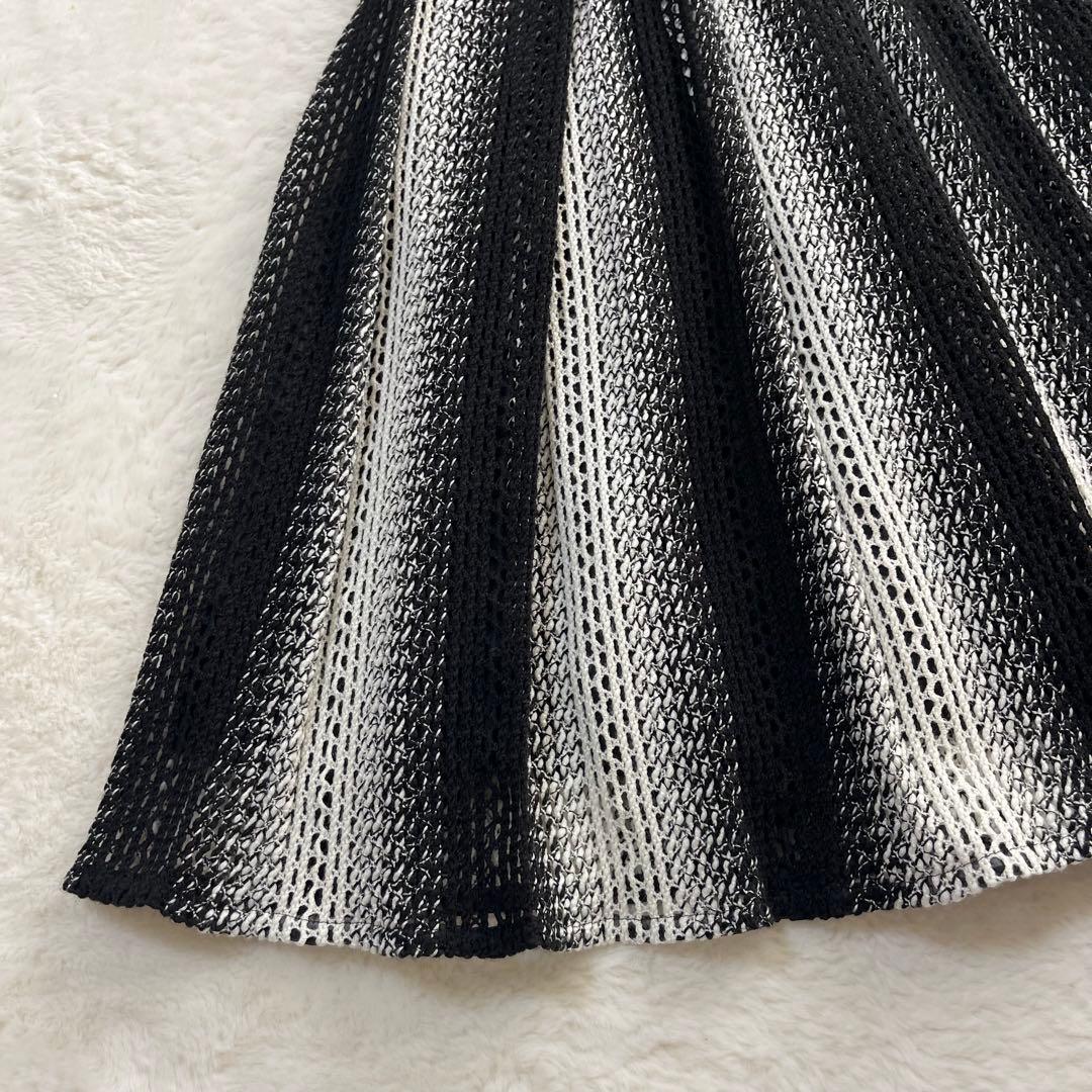 エポカ ドレス ワンピース 総かぎ編み ミモレ丈 クロシェレース 白黒 40