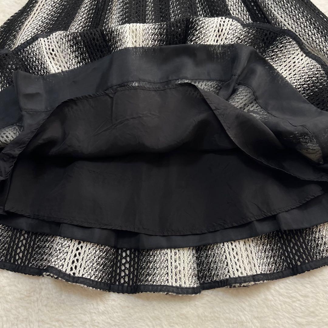 エポカ ドレス ワンピース 総かぎ編み ミモレ丈 クロシェレース 白黒 40