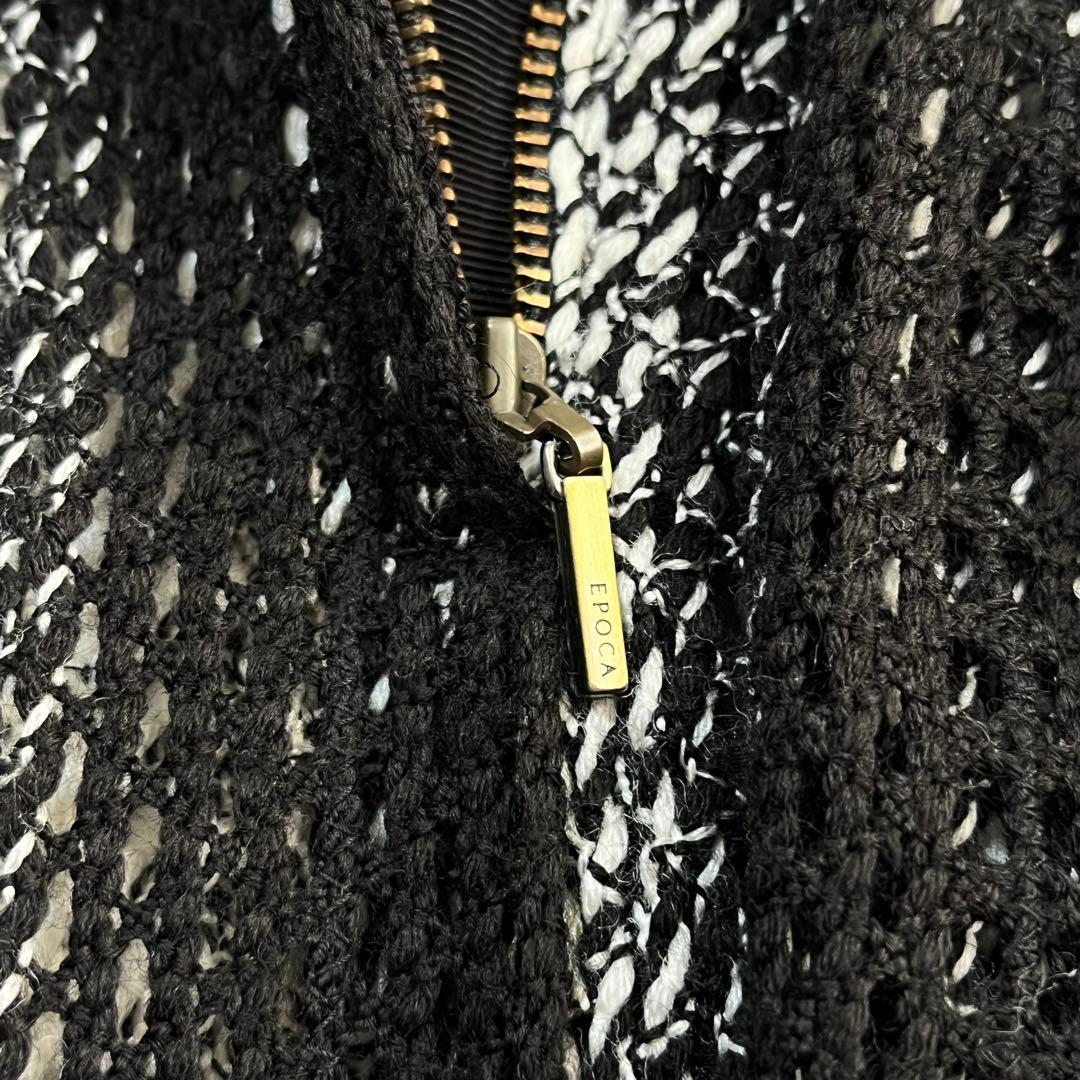 エポカ ドレス ワンピース 総かぎ編み ミモレ丈 クロシェレース 白黒 40