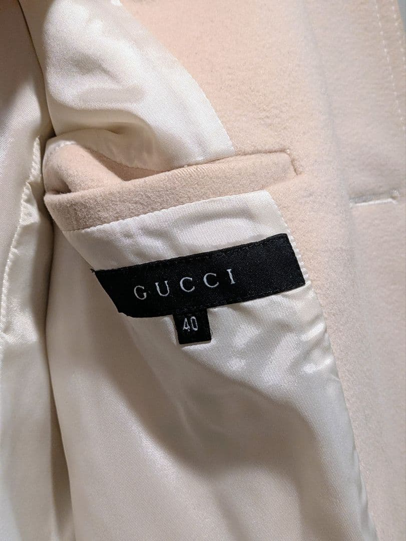 GUCCI オフホワイト ウール　ピーコート 40