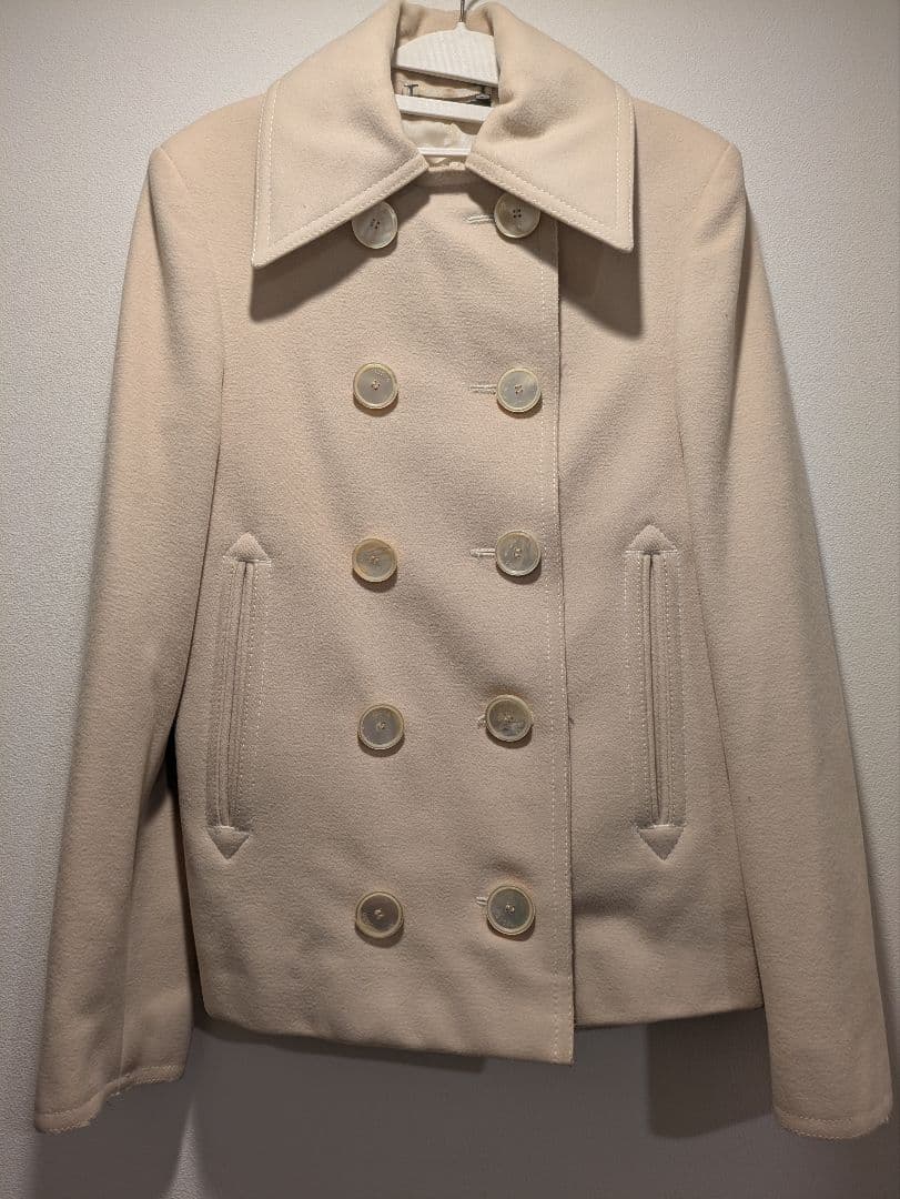 GUCCI オフホワイト ウール　ピーコート 40