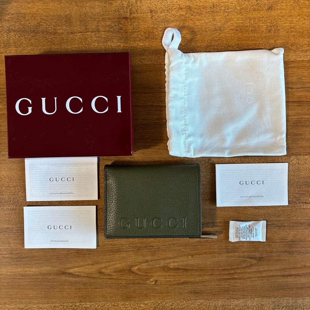 【美品】GUCCI 日本限定モデル 二つ折り財布 オリーブグリーン