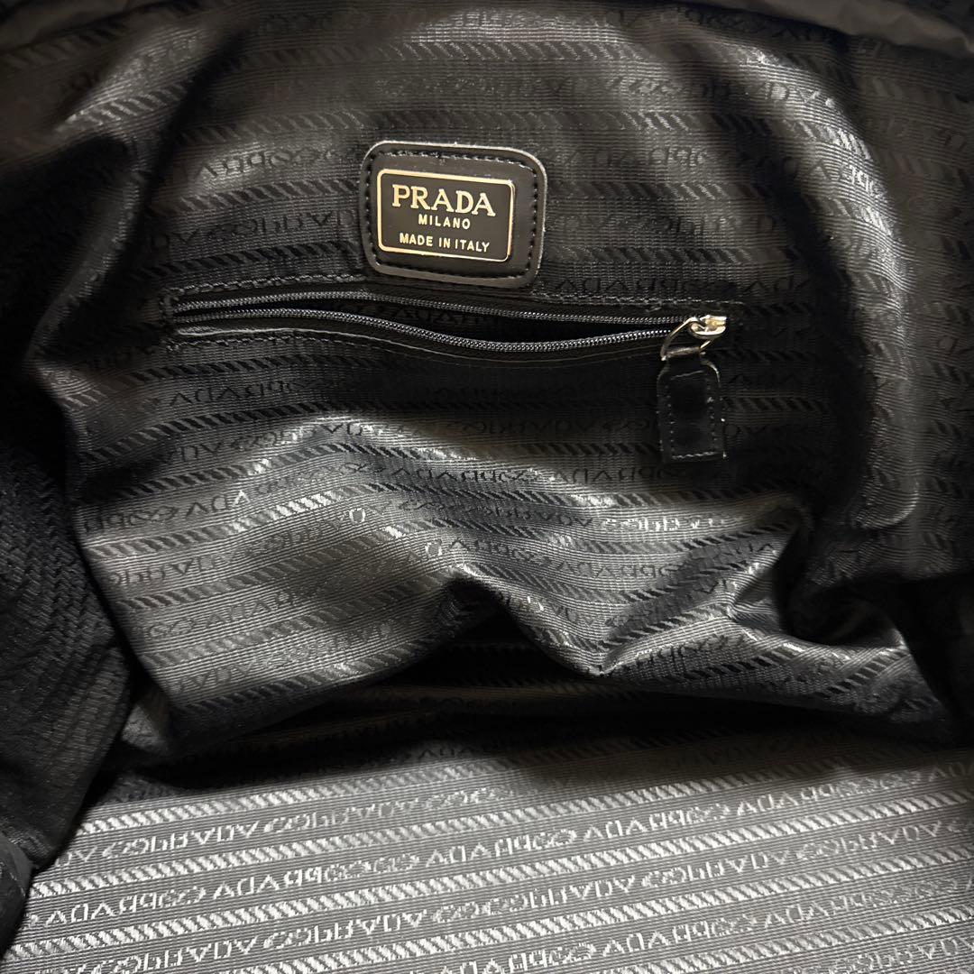 【美品】PRADA　ボストンバック　南京錠　ナイロン　黒　三角プレート　大容量