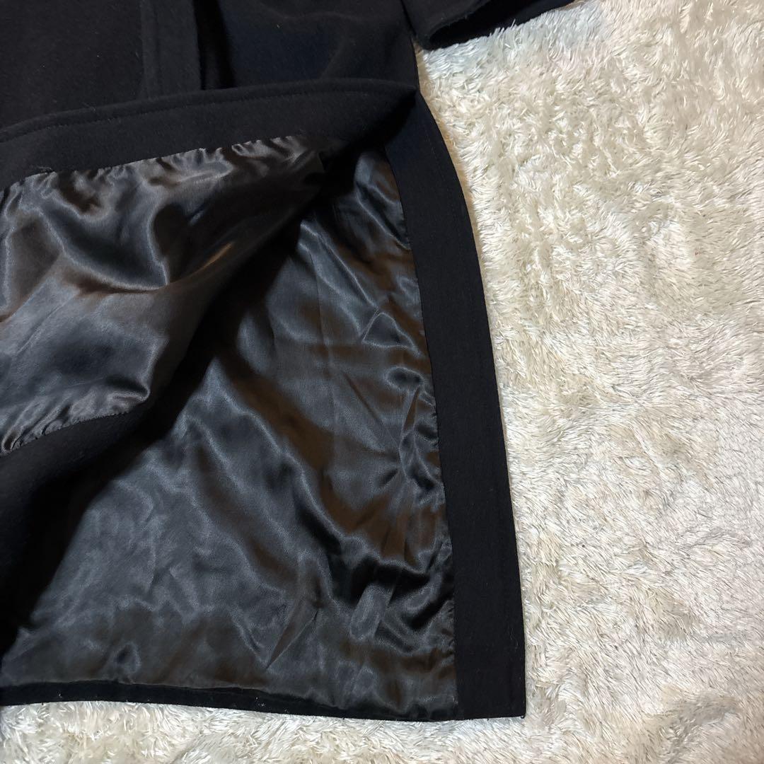 マレーラ アンゴラ混　マキシ丈 チェスターコート ダブルブレスト ベルト付き 黒