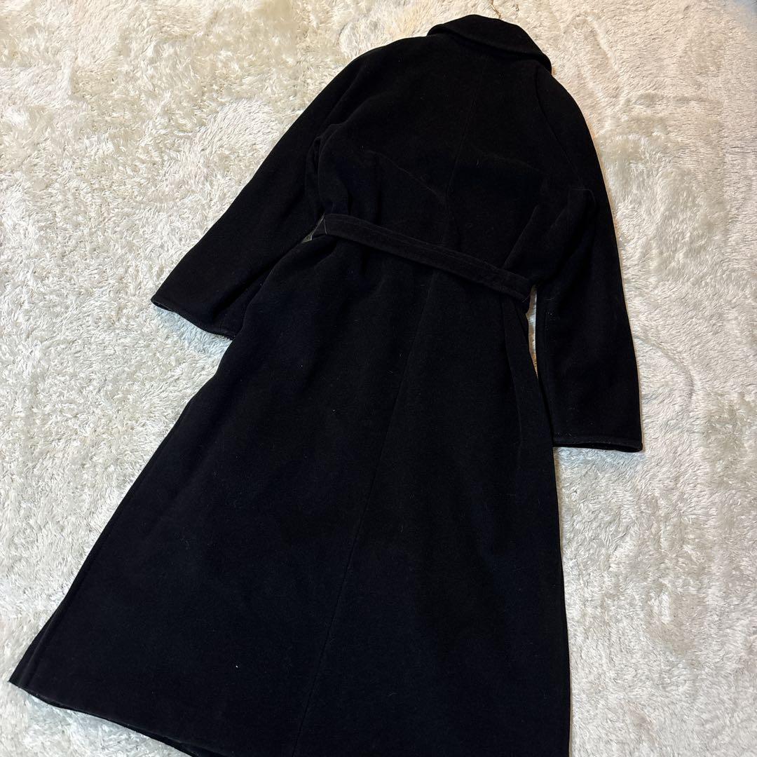 マレーラ アンゴラ混　マキシ丈 チェスターコート ダブルブレスト ベルト付き 黒