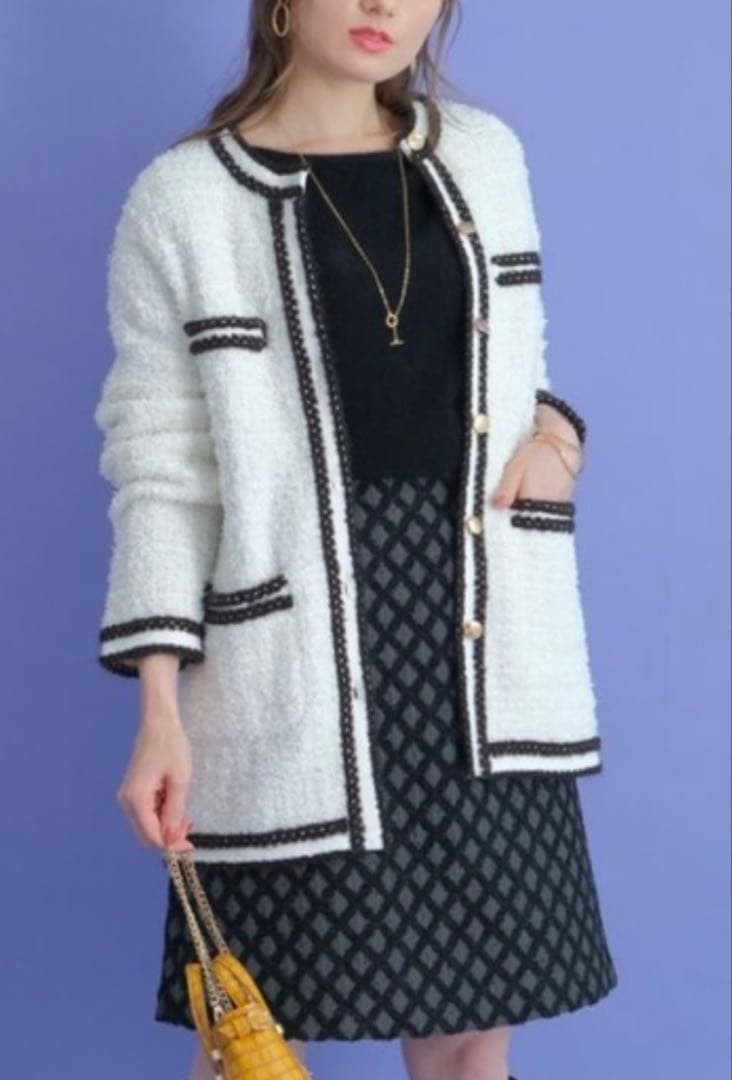 美品 アプワイザーリッシェ シャギーツイードニットジャケット サイズ2(M)