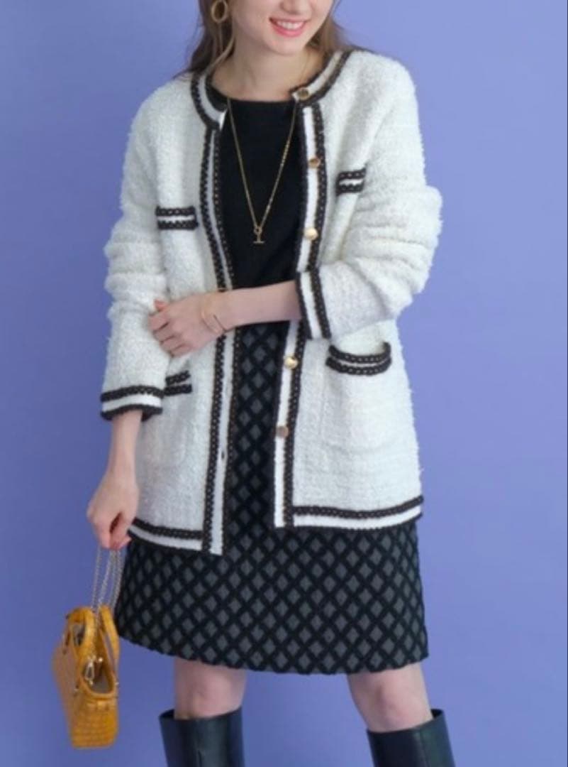 美品 アプワイザーリッシェ シャギーツイードニットジャケット サイズ2(M)