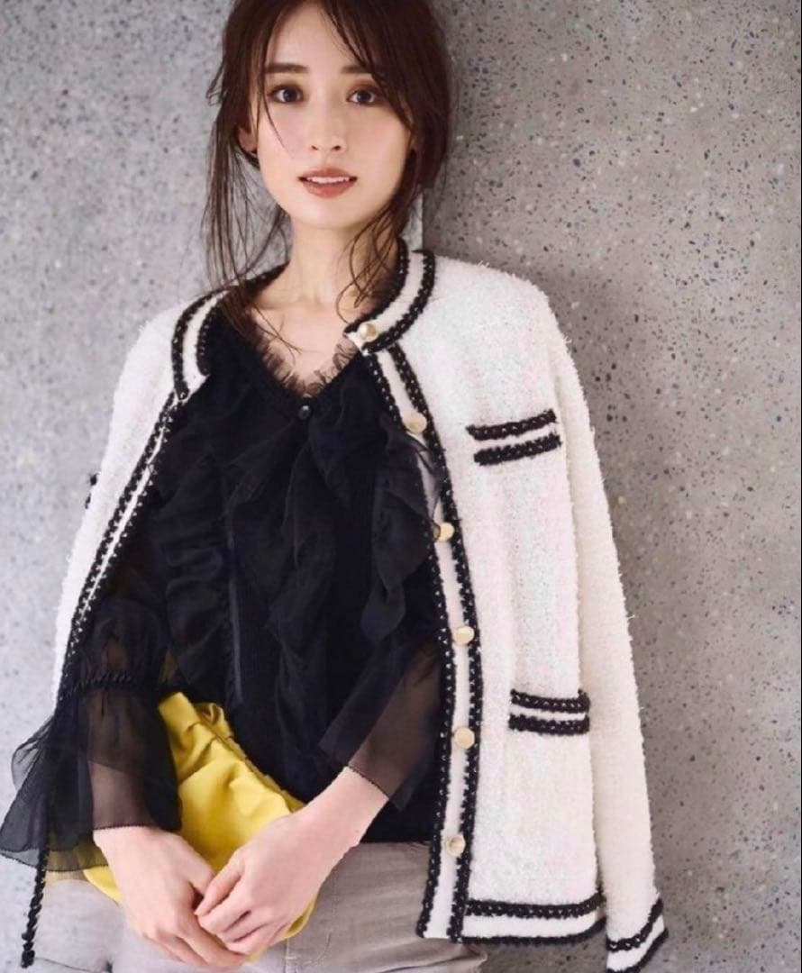 美品 アプワイザーリッシェ シャギーツイードニットジャケット サイズ2(M)