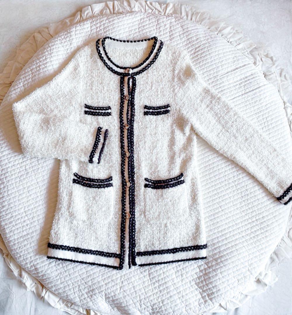 美品 アプワイザーリッシェ シャギーツイードニットジャケット サイズ2(M)