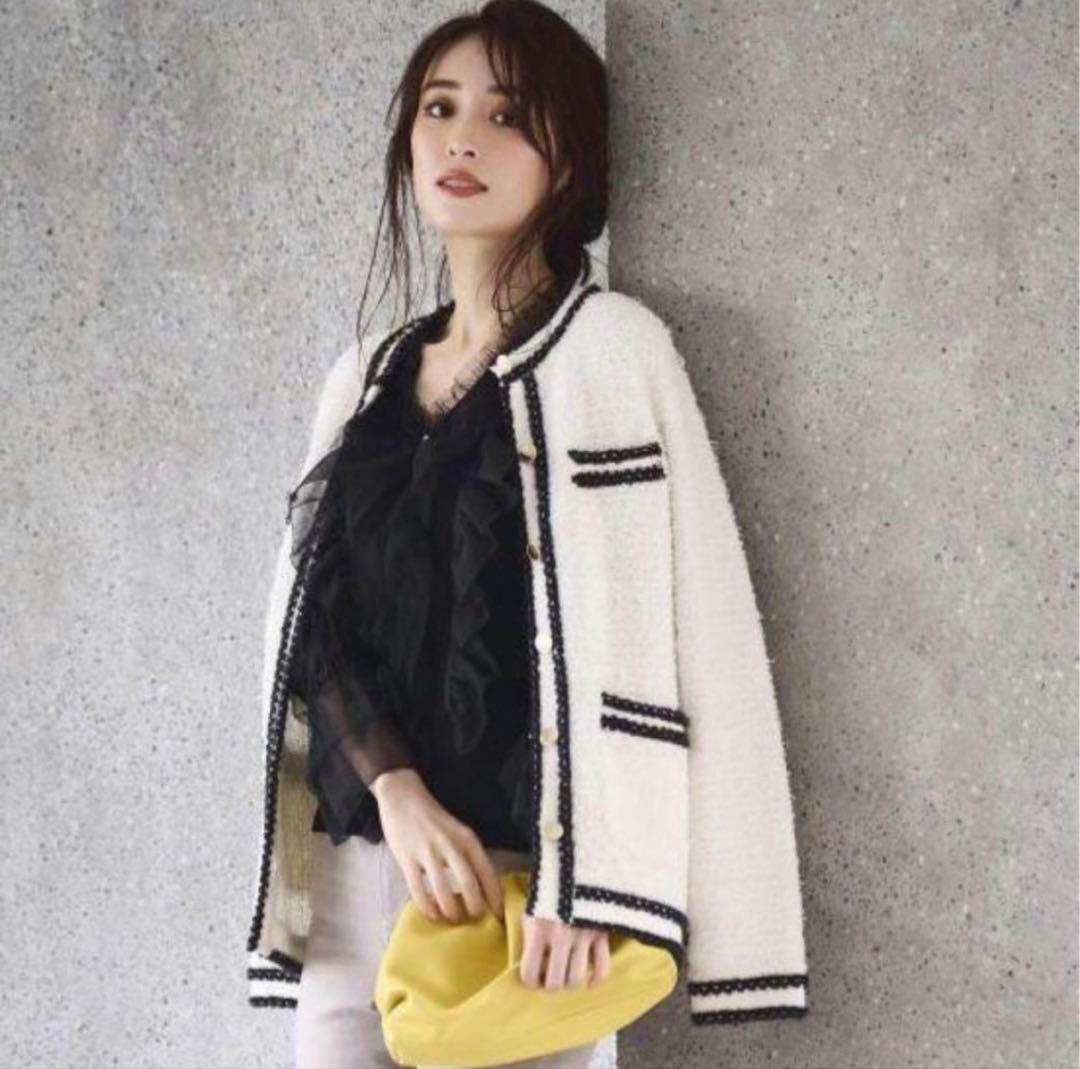 美品 アプワイザーリッシェ シャギーツイードニットジャケット サイズ2(M)