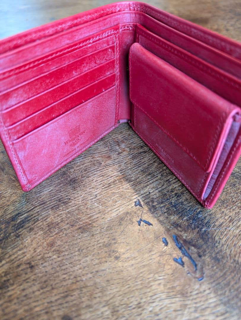 新品　英国製　Whitehouse Cox ブライドルレザー２つ折り財布 レッド