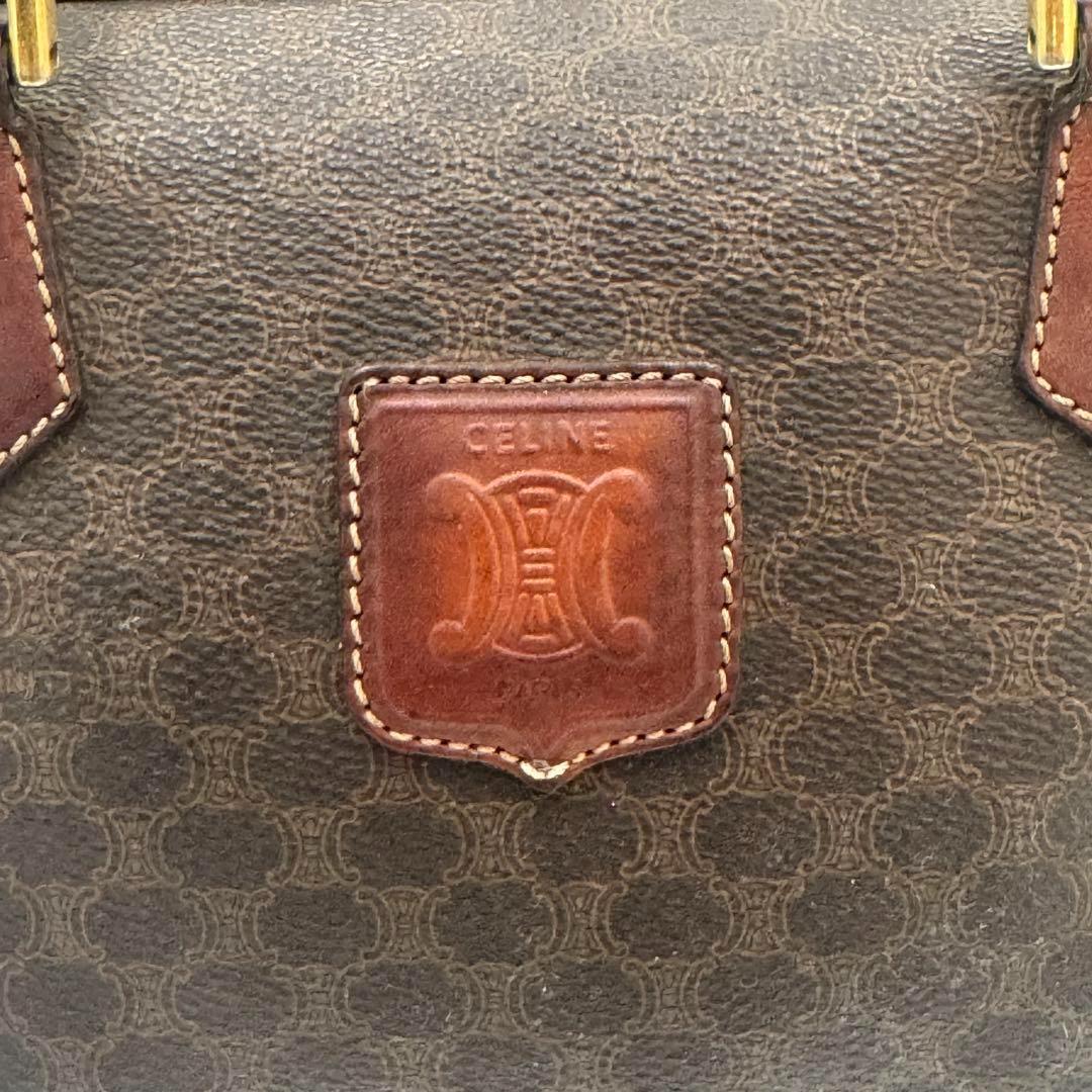 CELINE 　マカダム ハンドバッグ ミニボストン ブラウン