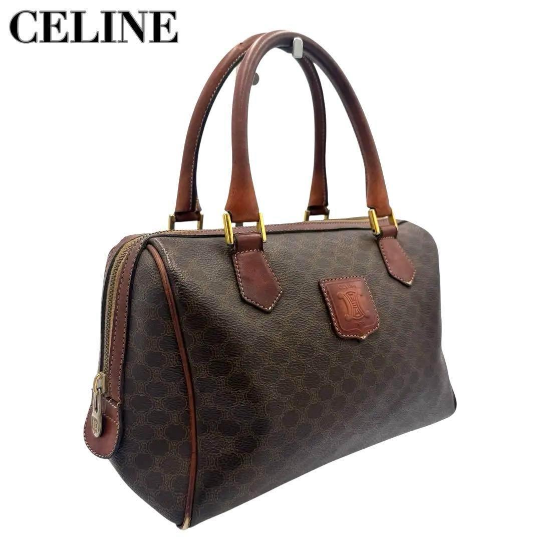 CELINE 　マカダム ハンドバッグ ミニボストン ブラウン