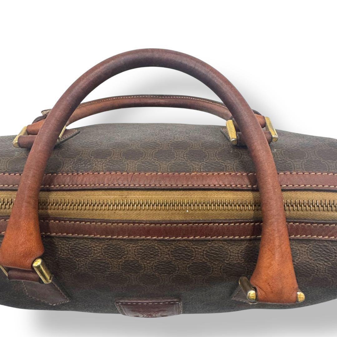 CELINE 　マカダム ハンドバッグ ミニボストン ブラウン