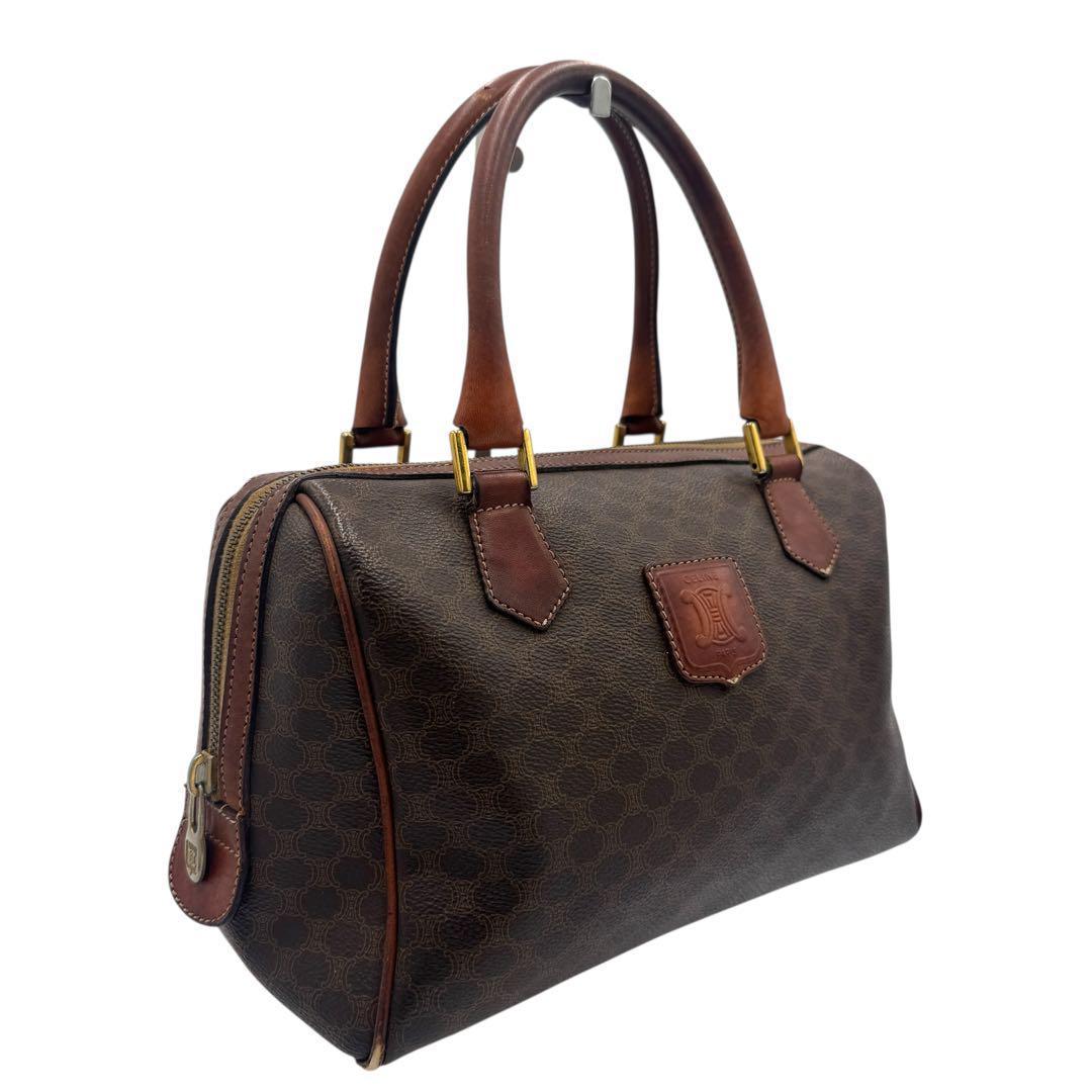 CELINE 　マカダム ハンドバッグ ミニボストン ブラウン