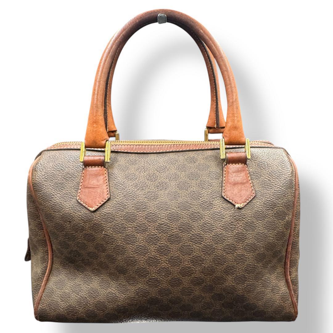 CELINE 　マカダム ハンドバッグ ミニボストン ブラウン