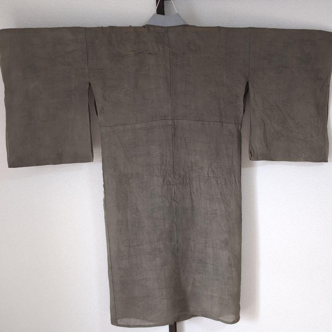 【三花】本麻　洗える長襦袢　カラー襦袢　カーキ　　利休鼠　リサイクル　su