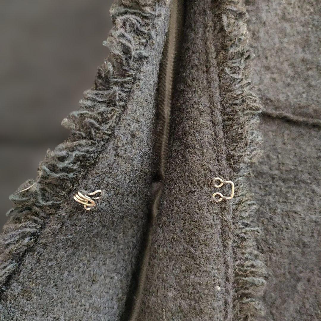 美品グリーンレーベルリラクシング ツイード ノーカラー ジャケット 紺 38