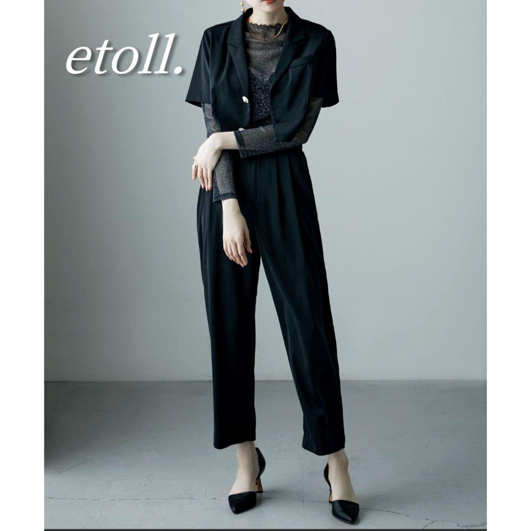etoll. 3piecesジャケット＆パンツセットアップドレス ブラック