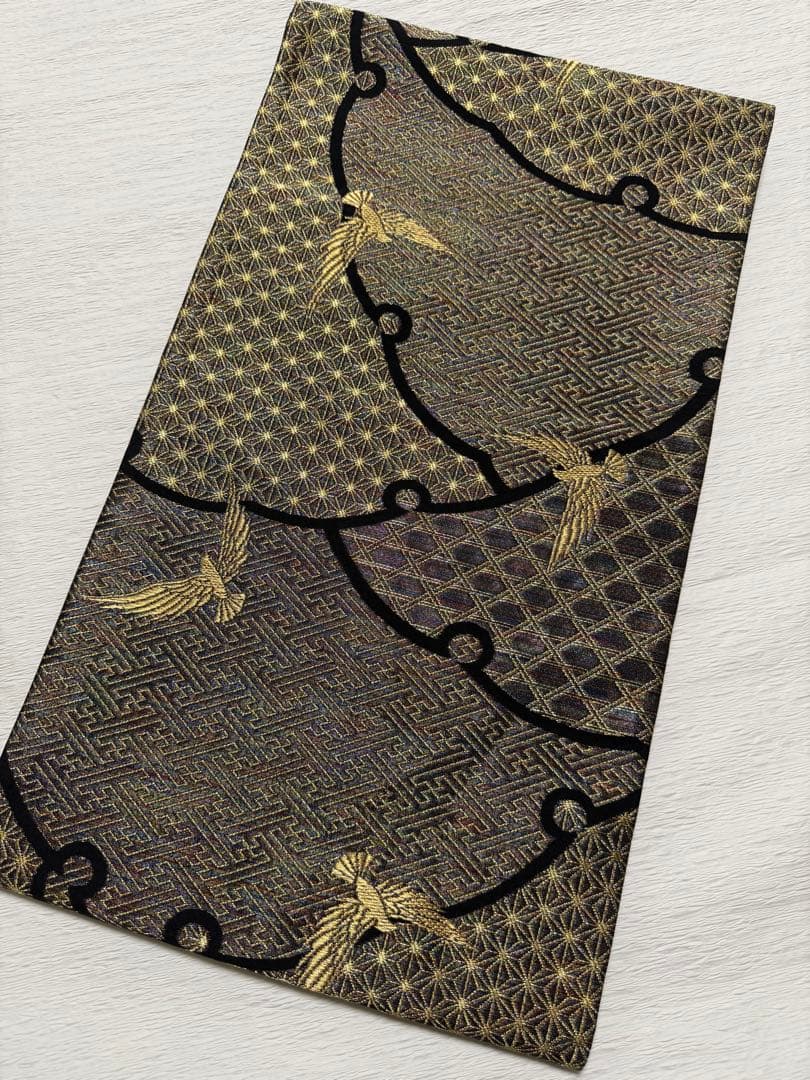 m-106 斉藤三才 羅天金糸帯　袋帯 正絹 六通