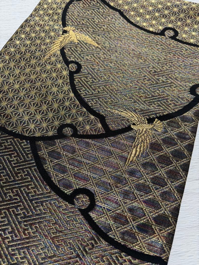 m-106 斉藤三才 羅天金糸帯　袋帯 正絹 六通