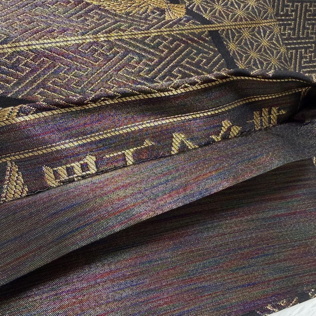 m-106 斉藤三才 羅天金糸帯　袋帯 正絹 六通