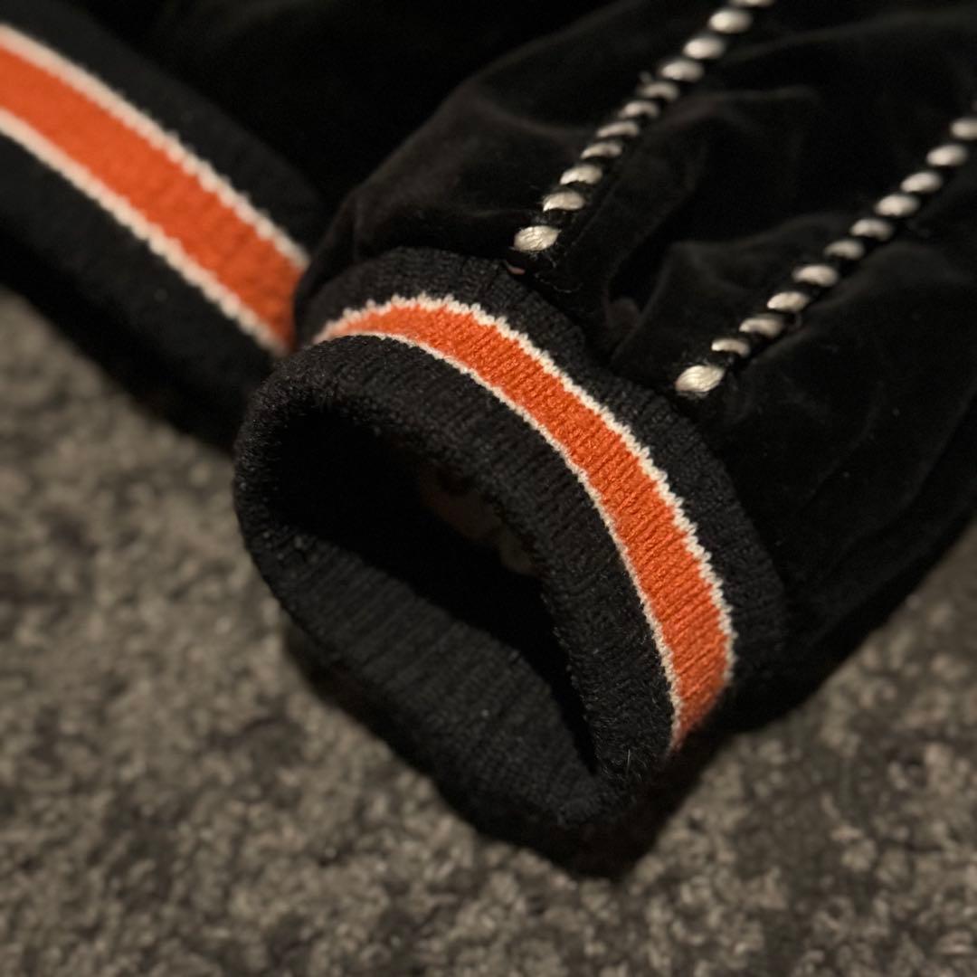 CALEE ベロア スタジャン 刺繍ロゴ 総柄裏地 XLサイズ