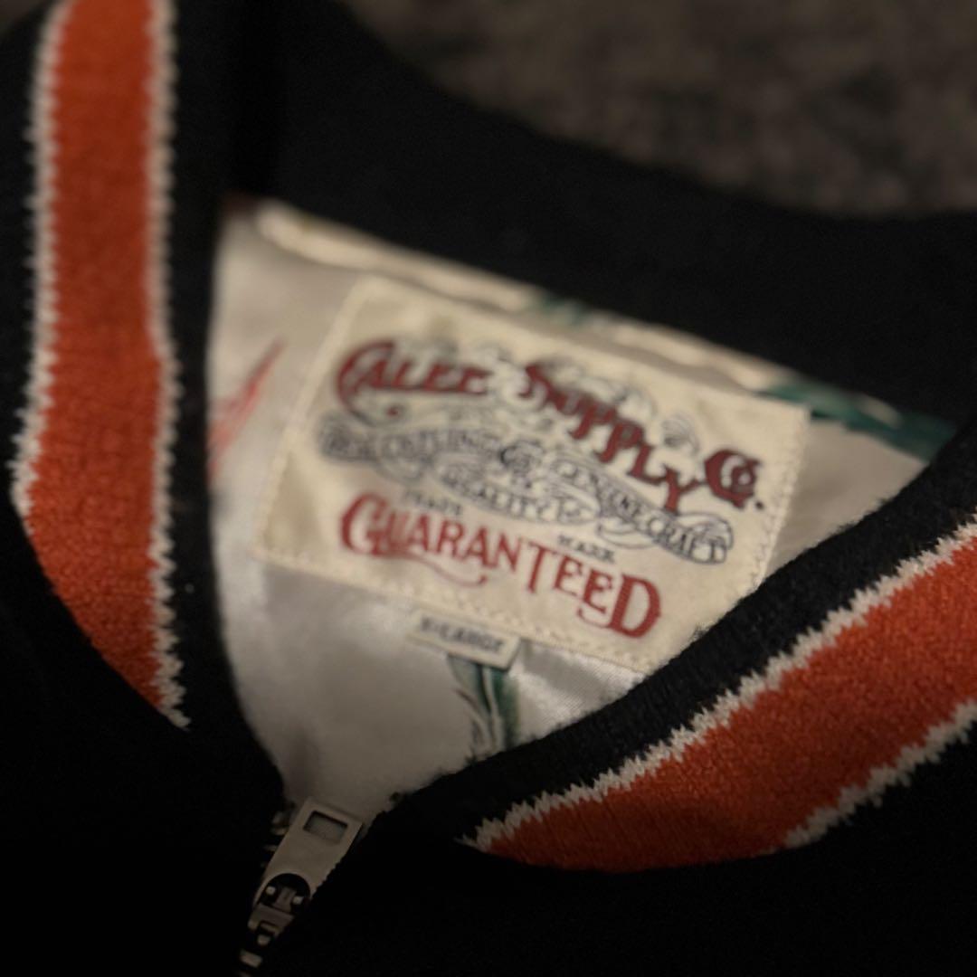 CALEE ベロア スタジャン 刺繍ロゴ 総柄裏地 XLサイズ