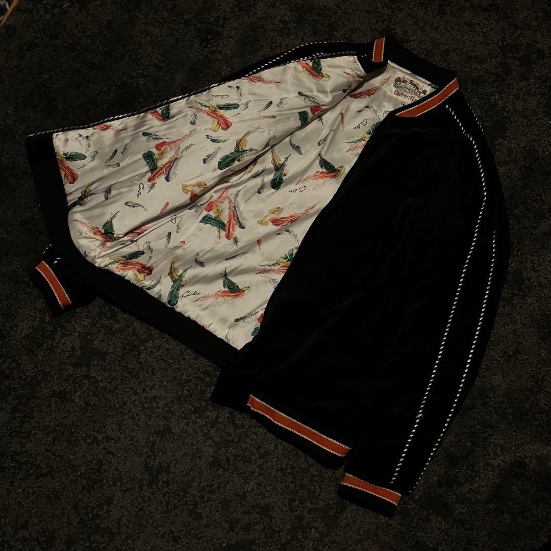 CALEE ベロア スタジャン 刺繍ロゴ 総柄裏地 XLサイズ