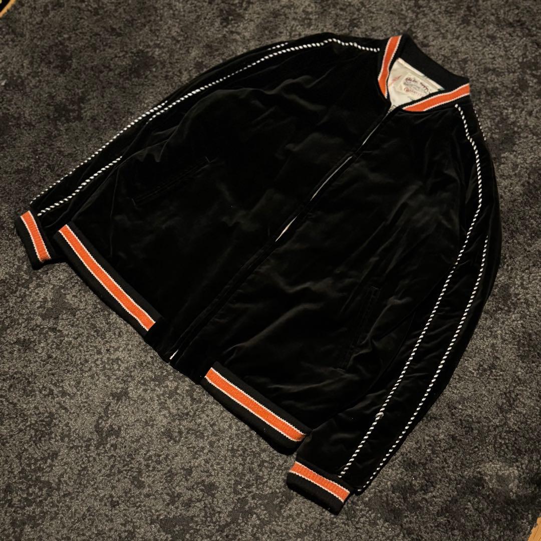 CALEE ベロア スタジャン 刺繍ロゴ 総柄裏地 XLサイズ