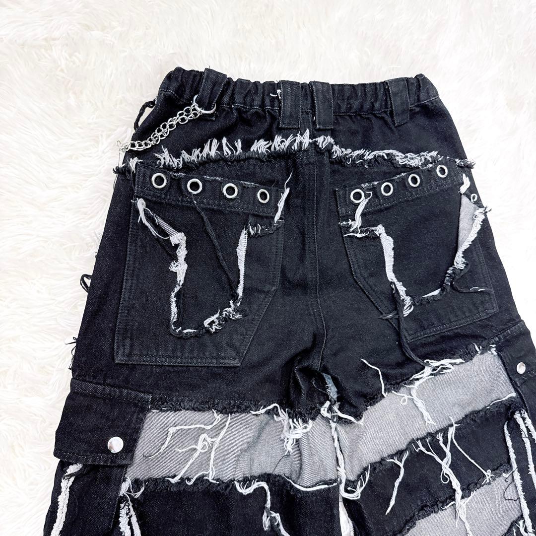 REFLEM レフレム 2WAY 切り替え　ツギハギ カーゴ　デニム　パンツ　黒