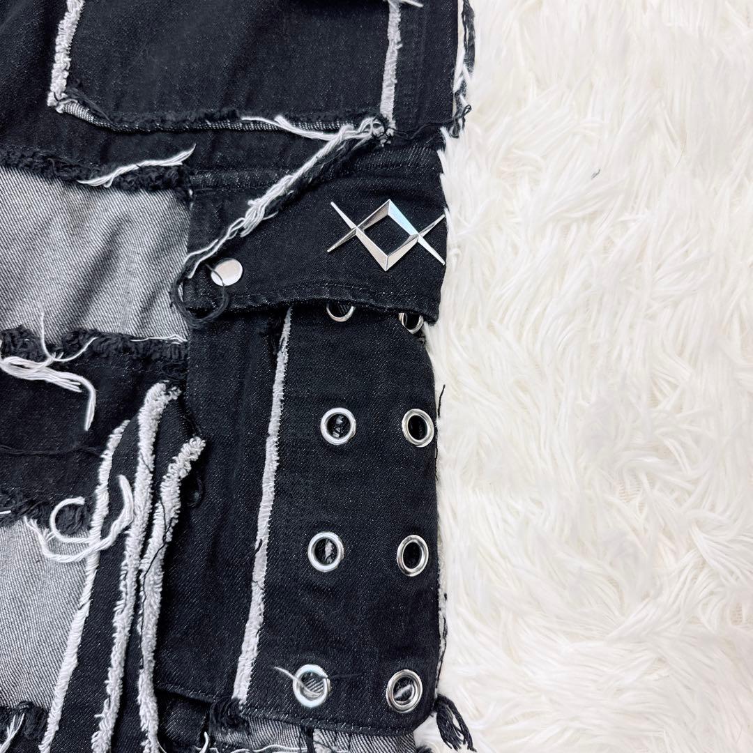 REFLEM レフレム 2WAY 切り替え　ツギハギ カーゴ　デニム　パンツ　黒