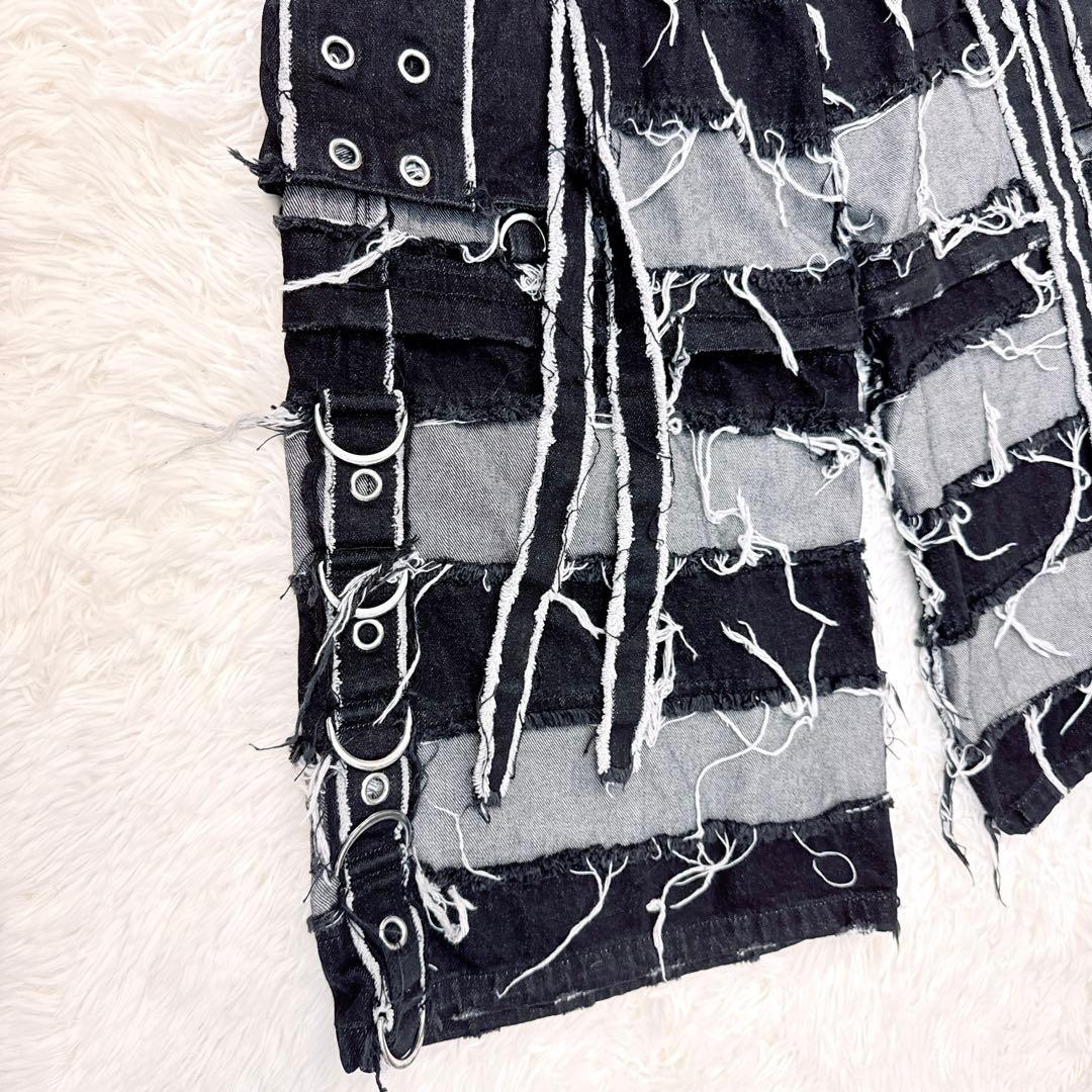 REFLEM レフレム 2WAY 切り替え　ツギハギ カーゴ　デニム　パンツ　黒