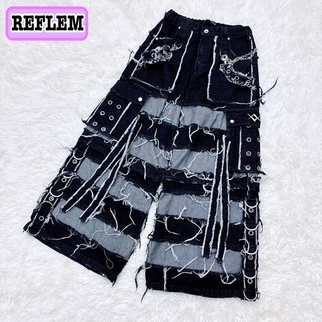 REFLEM レフレム 2WAY 切り替え　ツギハギ カーゴ　デニム　パンツ　黒