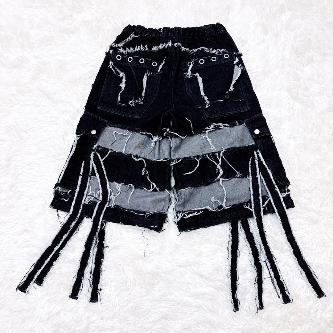 REFLEM レフレム 2WAY 切り替え　ツギハギ カーゴ　デニム　パンツ　黒