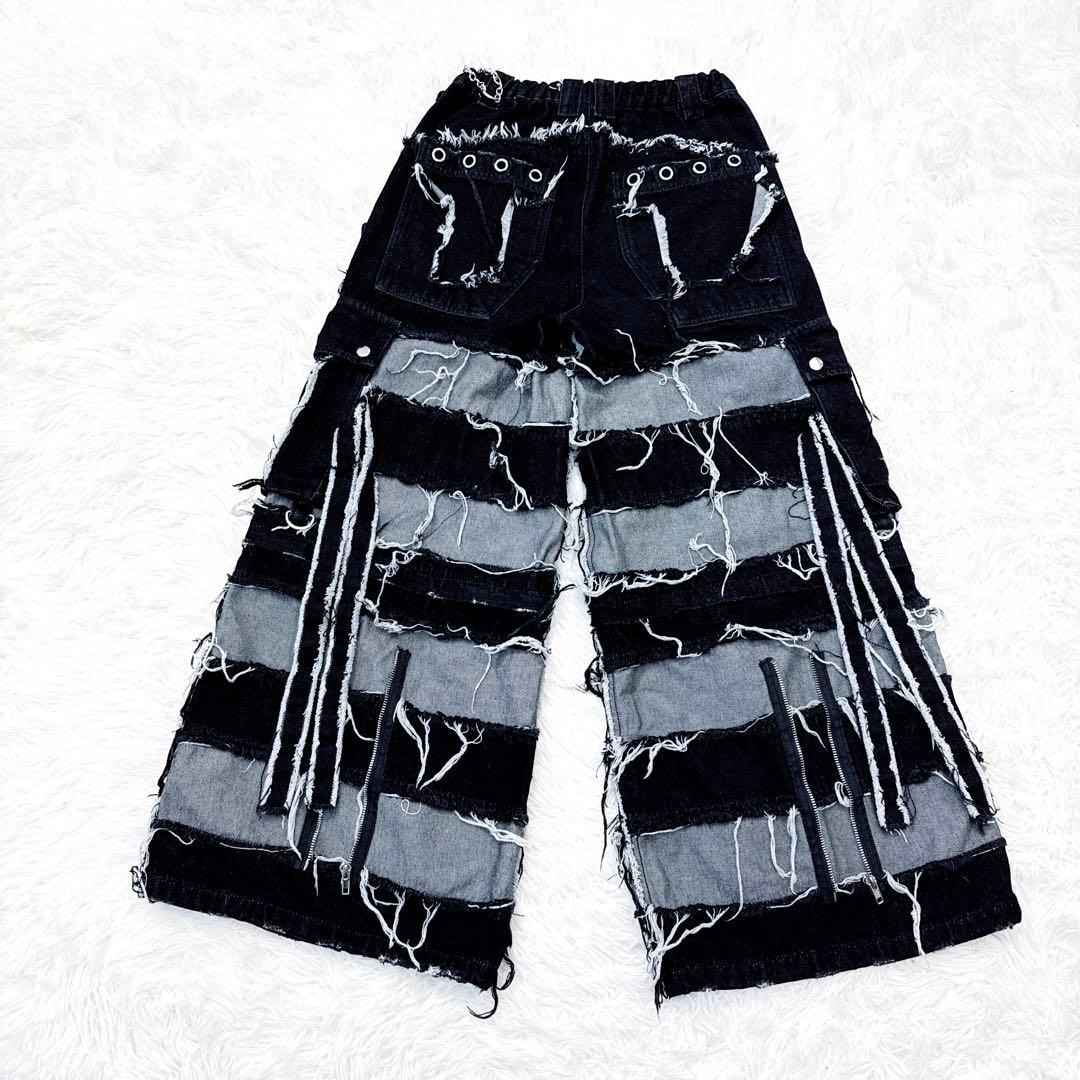 REFLEM レフレム 2WAY 切り替え　ツギハギ カーゴ　デニム　パンツ　黒