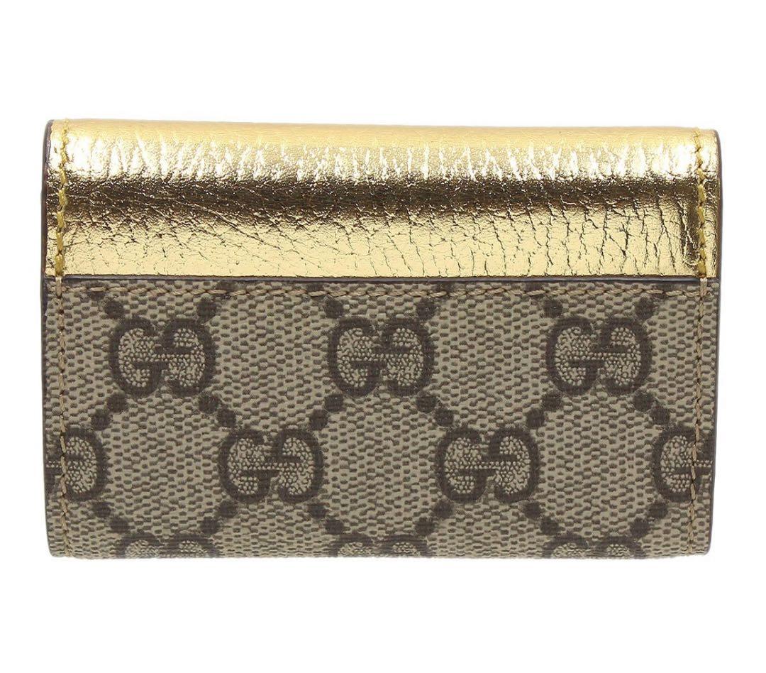 N2190 未使用!! グッチ GGマーモント レザー×キャンバス6連キーケース