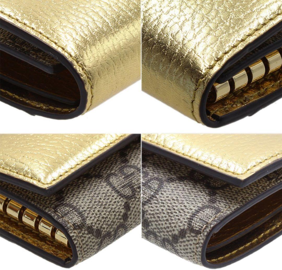 N2190 未使用!! グッチ GGマーモント レザー×キャンバス6連キーケース